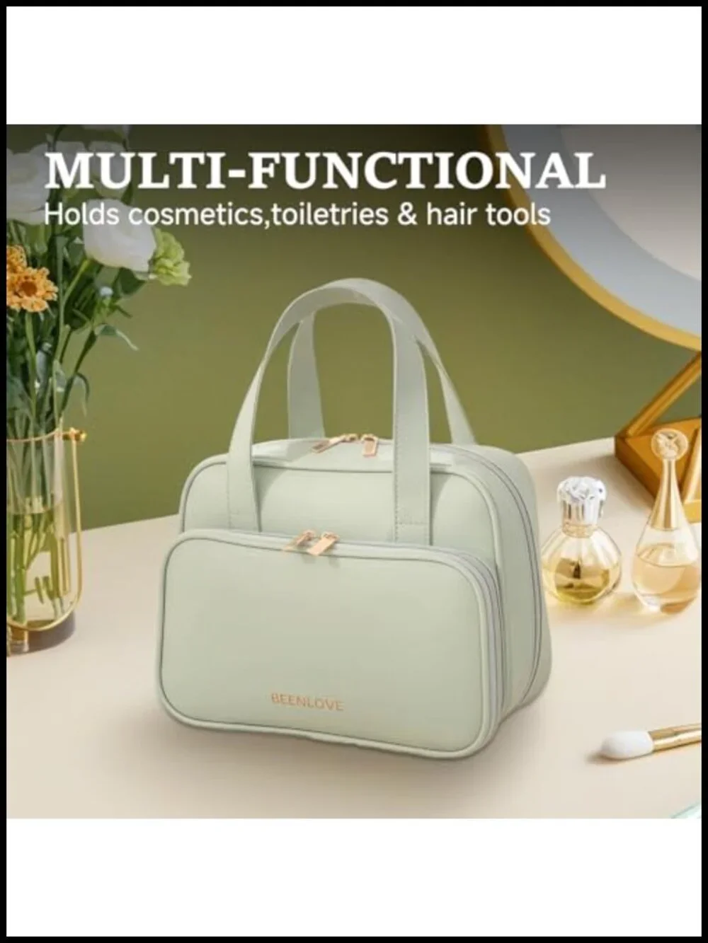 Waterproof PU Leather Large Capacity Travel Makeup Bag Toiletry Organizer with